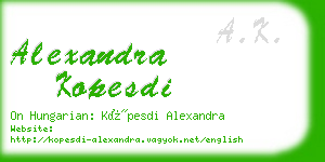 alexandra kopesdi business card